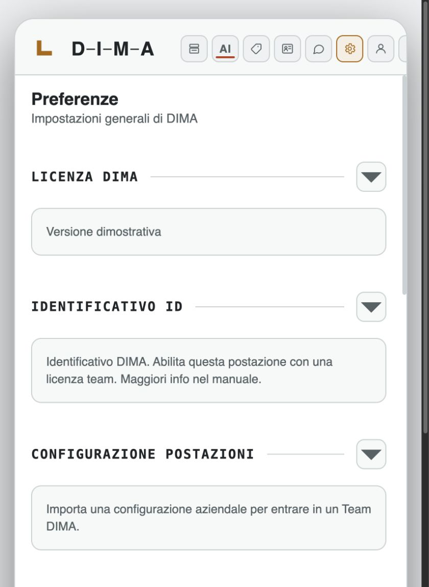 Configurazione delle postazioni DIMA
