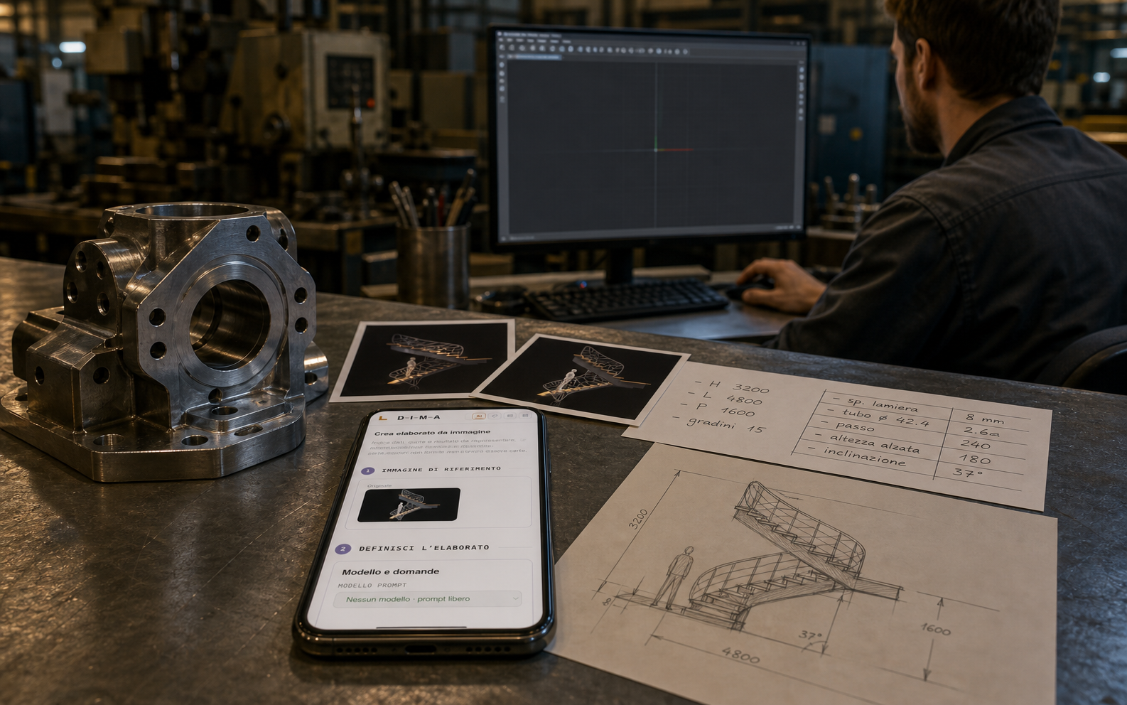 Informazioni e immagini organizzate in DIMA prima dell’avvio del disegno CAD