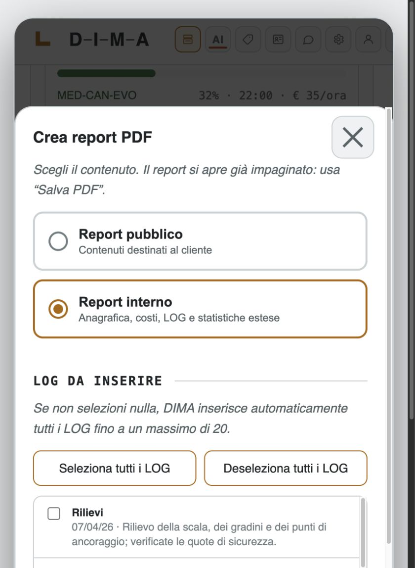 Selezione del report interno