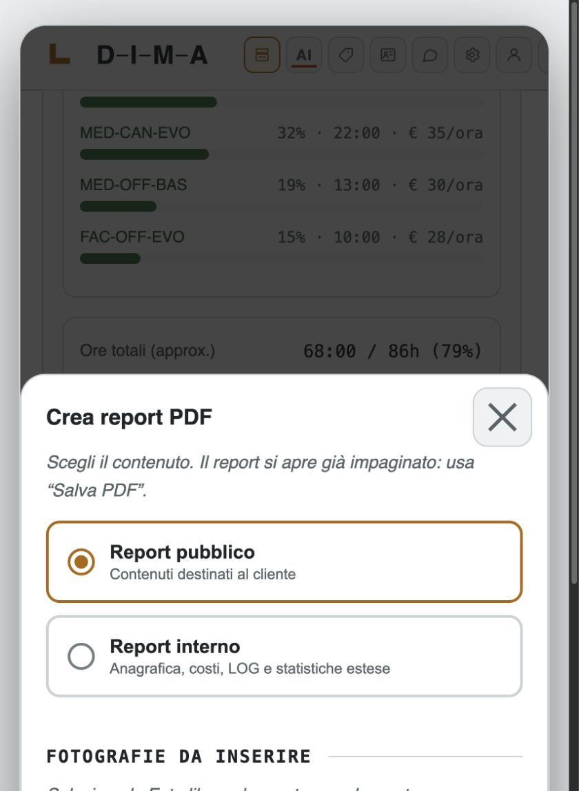 Selezione del report pubblico
