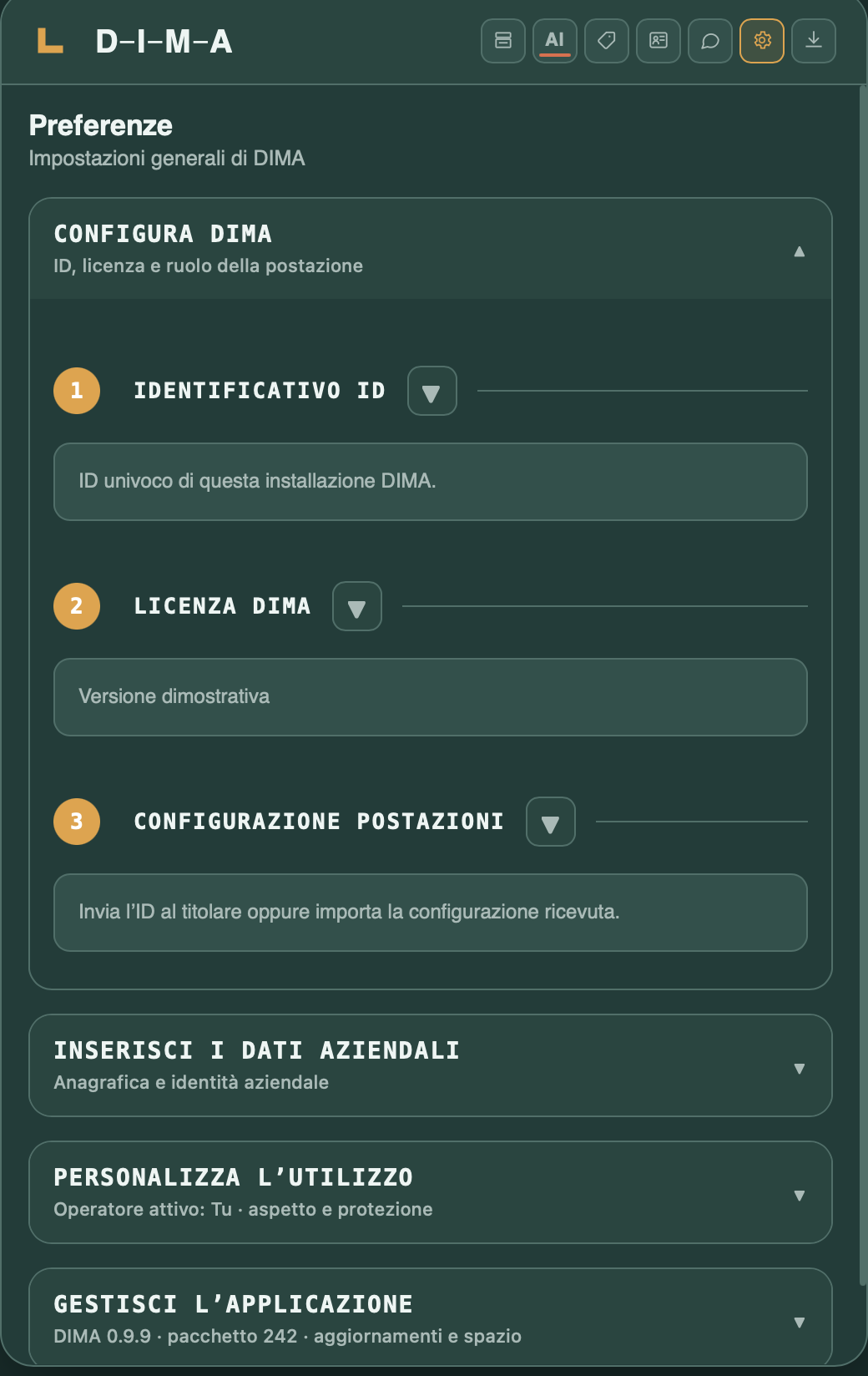 Percorso Configura DIMA