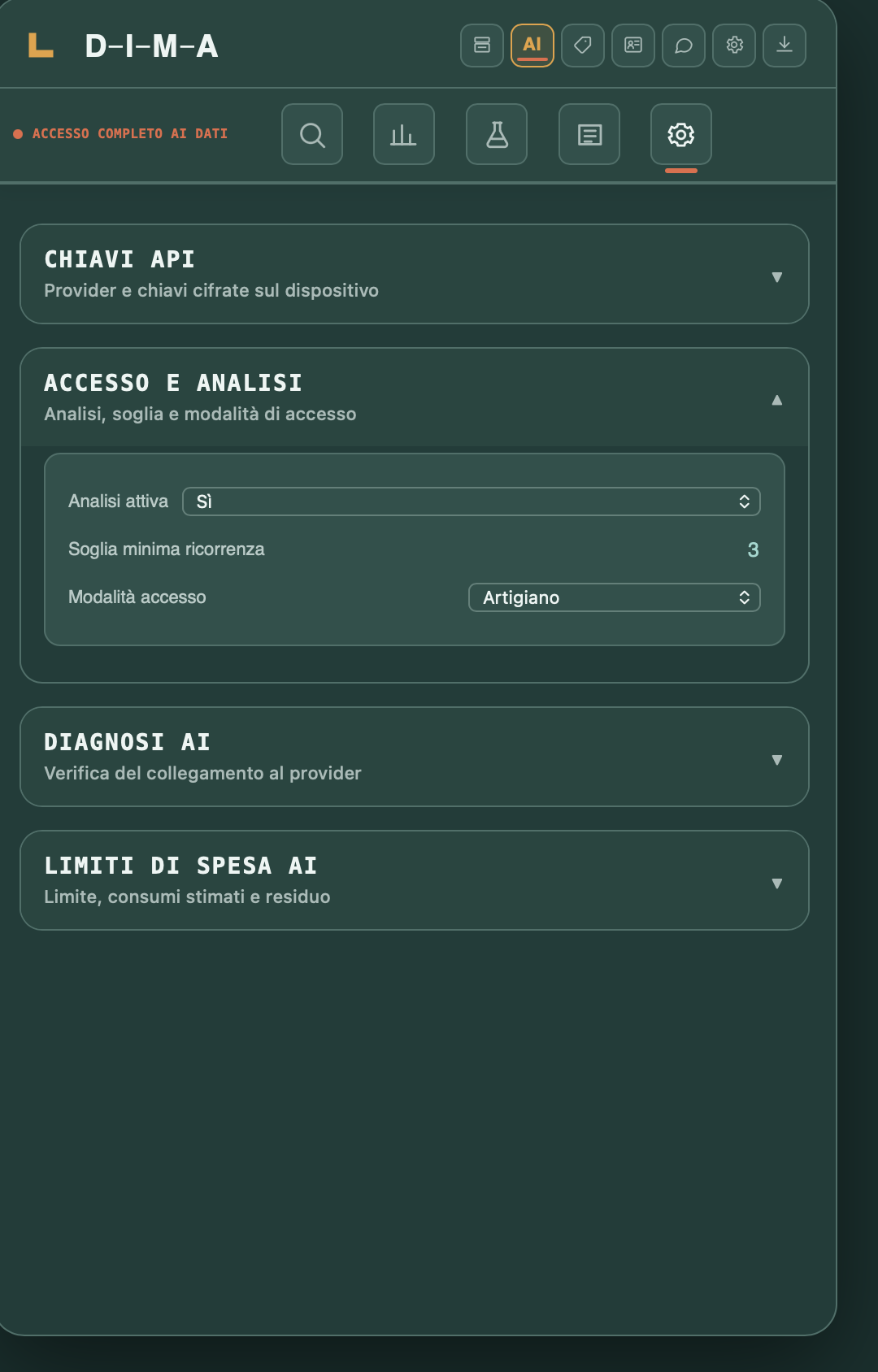 Preferenze AI con Accesso e analisi aperto